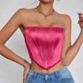 thumbnail image 2 of Xijirk Tank Tops Lace Bustier Corset Tube Top Off Shoulder Clubwear Sleeveless Tank for Party Camisole Tops for Women,RD2,L, 2 of 5