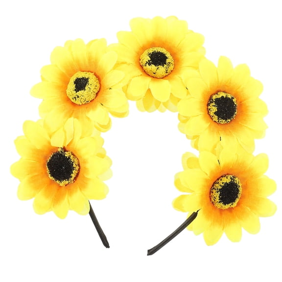 UPOUART Yellow Sunflower Flower Headpiece Hair Hoop Decorative Headband for Party Photo Prop and Stylish Hair Decor