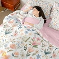 thumbnail image 4 of Homewish Pink Blue Flowers 7-Piece Twin Bedding Sets For Teens Boys Girls,Dreamy Princess Bedding Comforter Set,Spring Garden Breathable Sheet Sets,Luxury Bedroom Decor,Reversible, 4 of 8
