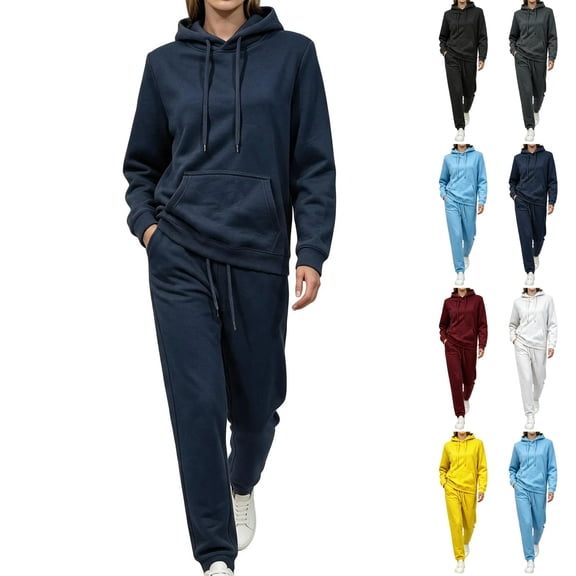 JOANKDMI Sweatsuits for Women 2 Piece Pullover Hoodie and Jogger Pants Long Sleeve Athletic Tracksuit Casual Activewear Set for Gym Running Fall Workout