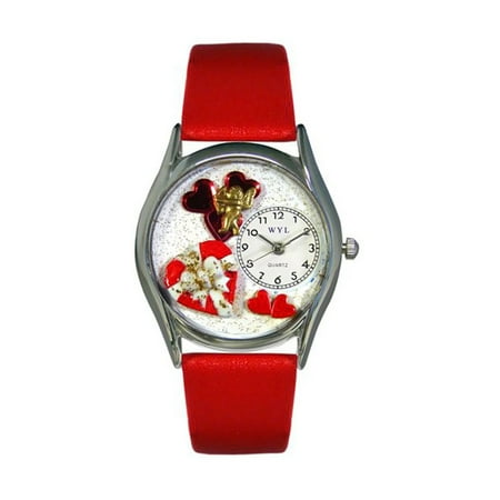 Whimsical Valentine's Day Red Red Leather And Silvertone Watch