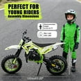 thumbnail image 2 of Fompes 2-Stoke 49cc Gas Dirt Bikes Kids Dirt Bike Off Road Motorcycle Dirt Bike for Kids with Front/Rear Disc Brakes Shock Absorption Pull Start Soft - Green, 2 of 19