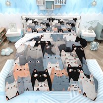 jejeloiu Kawaii Cat Kitten Bedding Comforter Set,Cute Cartoon Animal Twin Comforter Sets,Pet Lovers Bedding Set For Kids,Super Cozy Room Decor Reversible,2pcs
