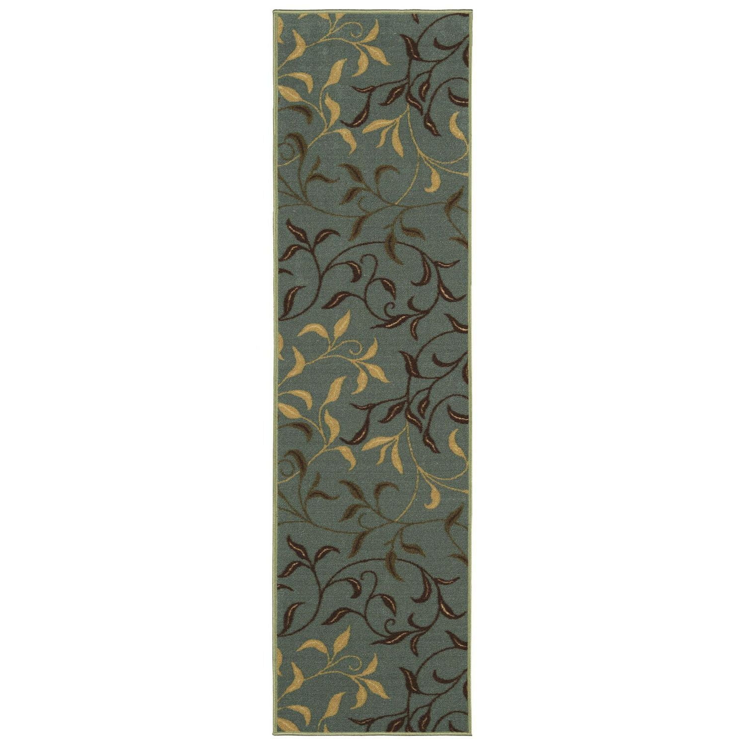 Tapis de couloir contemporain à motif feuilles et sous-couche en caoutchouc la collection Ottohome