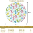 thumbnail image 3 of Easter and Bunnies Light Blue Stripe Pattern Round Tablecloth 60", Wrinkle-Resistant Wipeable Cover for Kitchen, Dining, Picnic & Patio, 3 of 6