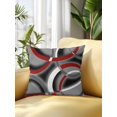 thumbnail image 2 of Waterproof Outdoor Throw Pillows with Inserts 16"x16", Grey Geometric Soft Decorative Pillowcases for Couch Bedroom, Modern Abstract Black White Red Striped Pillow Covers for Sofa Living Room, 2 of 8