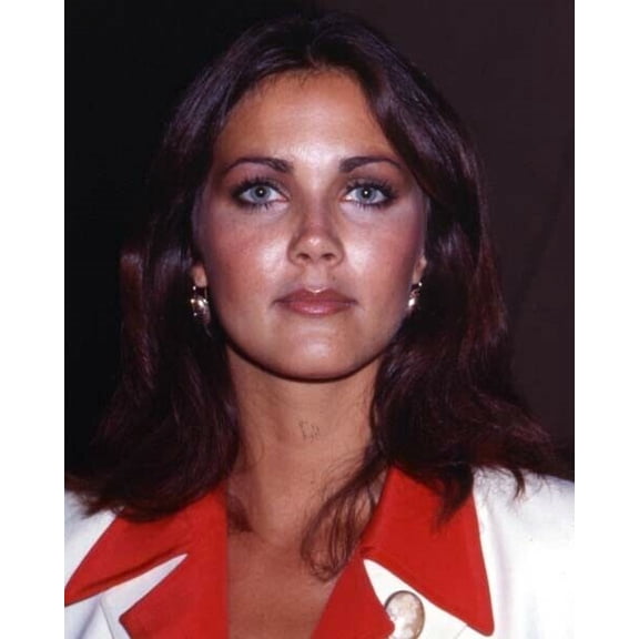 Lynda Carter in red blouse and white jacket 1970's era 8x10 inch photo