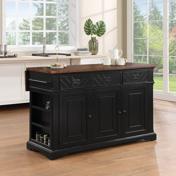 Palisade Kitchen Island in Engineered Wood Black Finish