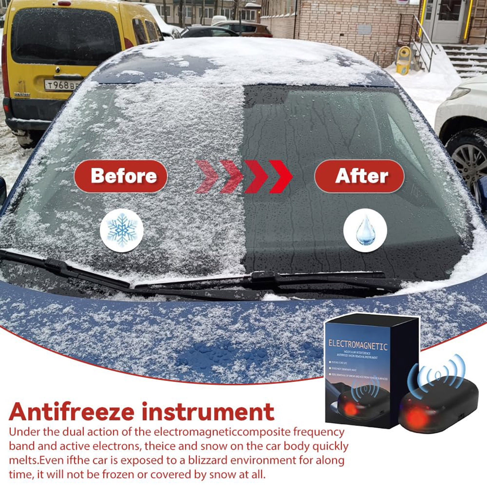 FYHALE 3 Pcs Electromagnetic Windscreen De-Icer Car - Solar + USB Rechargeable, Microwave Heater Frost Protection, Portable Car Defroster Frost Protection - Vehicle Protection for Car/SUV
