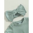 thumbnail image 6 of Musuos Baby Girls Summer Ribbed Jumpsuit 3M 6M 9M 12M 18M Short Sleeve Solid Color Romper with Bow Headband Casual Outfits, 6 of 9