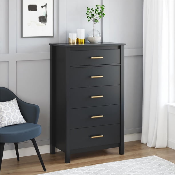 Better Homes & Gardens Wesley 5 Drawer Dresser, Black