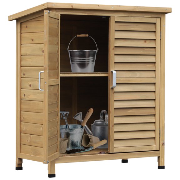 Outsunny Garden Shed Wooden Garden Storage Shed 2 Door, 34" x 18" x 38"