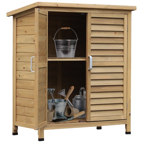Outsunny Garden Shed Wooden Garden Storage Shed 2 Door, 34" x 18" x 38"