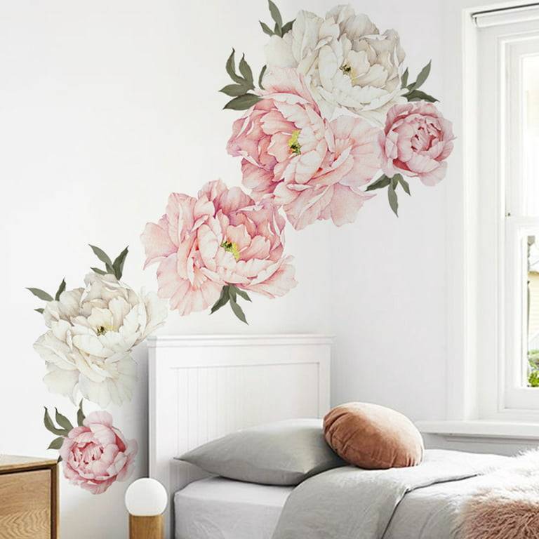 Peony Flowers Vintage Bouquet Wall Decal Sticker Peel and Stick Floral Art  Decor Removable and Reusable 7 Flowers