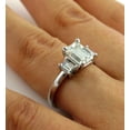 thumbnail image 3 of HeartsAndYou 3ct Emerald Cut Moissanite Classic Trilogy Engagement Ring for Women 18k White Gold over Silver, 3 of 8