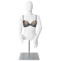 Mannequin Torso with Stand Female Half Body Dress Form Plastic Detachable Manikin Stand Height 30”-46” High Stability Metal Base, White (Female)