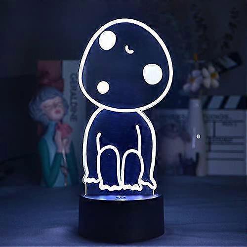 Figura de anime de la princesa Mononoke Hime, Kodama, lámparas 3D, luces de noche de neón LED, regalos encantadores, decoración de escritorio de mesita de noche para dormitorio RGB