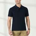 thumbnail image 6 of Oalirro Men Cotton Short Sleeve Turndown collar Button Comfort Colors Tshirt Men Navy XL, 6 of 9