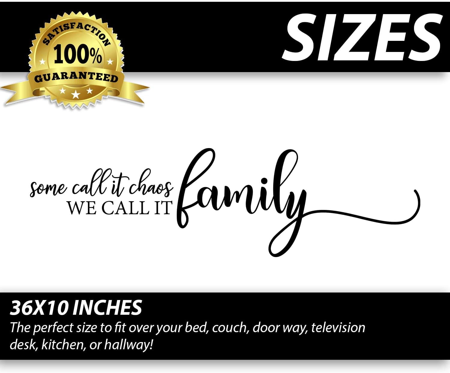 QTH Large Family Wall Decals for Living Room Decor Family Wall Decor Wall Stickers Decorations Home Art Bedroom Love Decals Quotes Word (Some Call It Chaos We Call It Family)