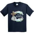 thumbnail image 3 of Inktastic Easter He Has Risen with Cross and Flowers Youth T-Shirt, 3 of 5