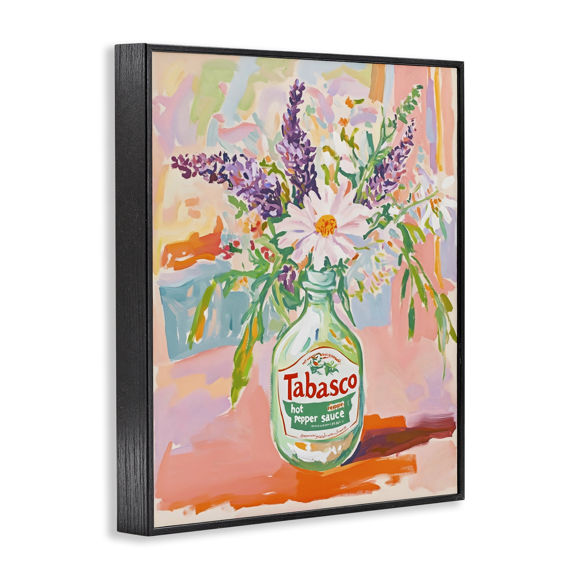 Stupell Industries Hot Sauce Bottle Bouquet Black Framed Giclee Art, design by The Prints Vibe