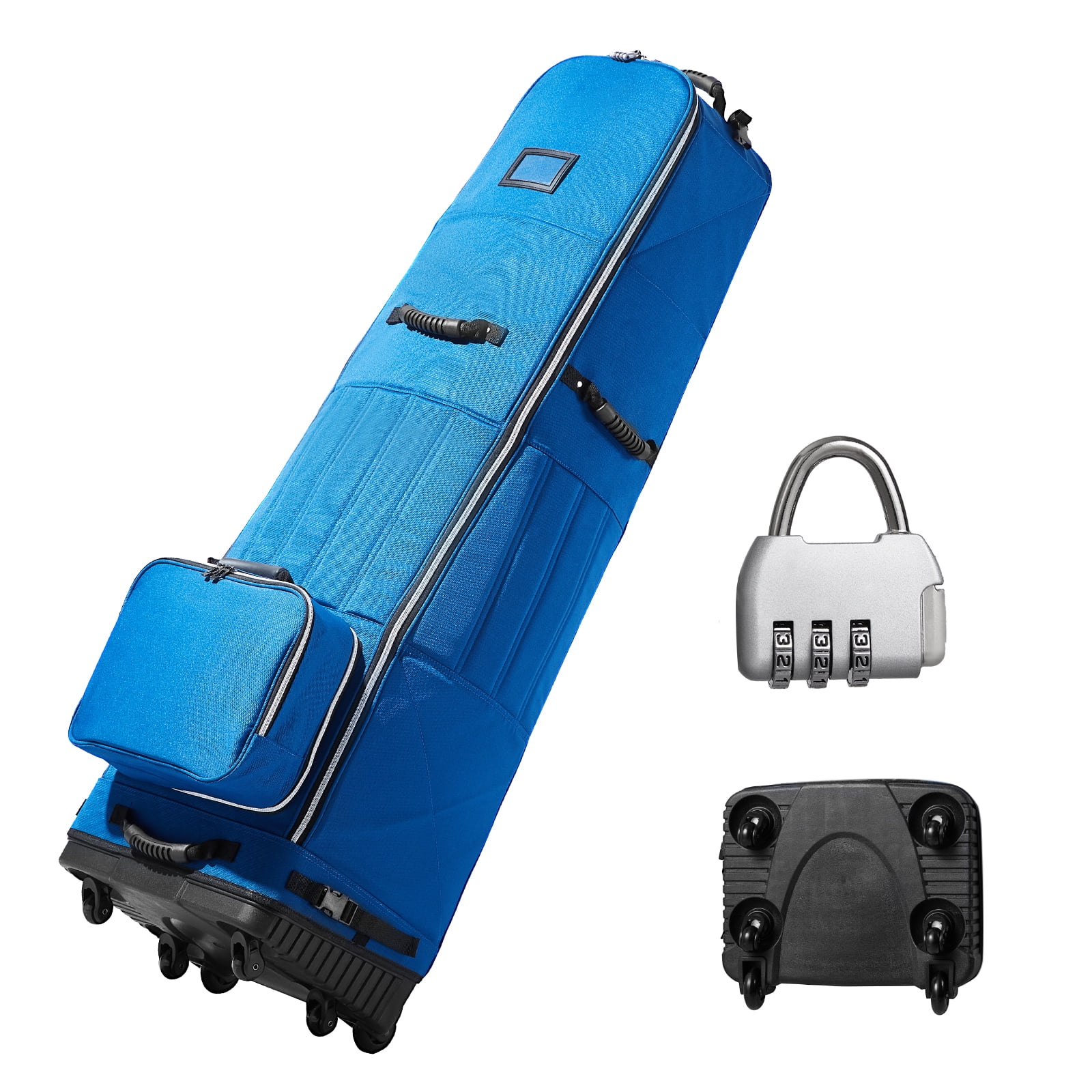 KFFKFF Golf Journey Case, Soft Exterior Golf Bag Cover, Durable 1200D Polyester Oxford Water-Resistant, Cushioned Wheeled Luggage for Clubs, Collapsible Carrier for Air Travel