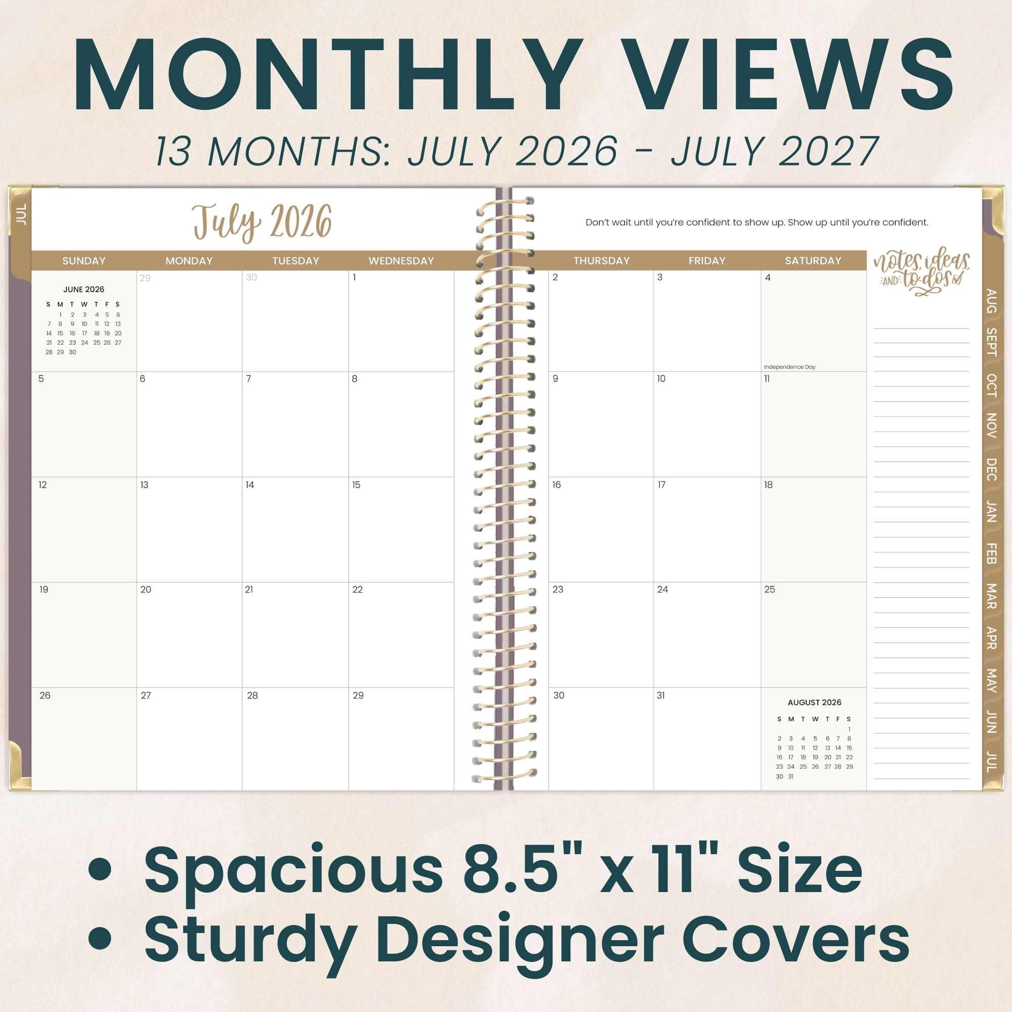 bloom daily planners 2026-2027 Academic Hard Cover Planner, 13-Month Monthly & Weekly, 8.5" x 11", Purple Linen