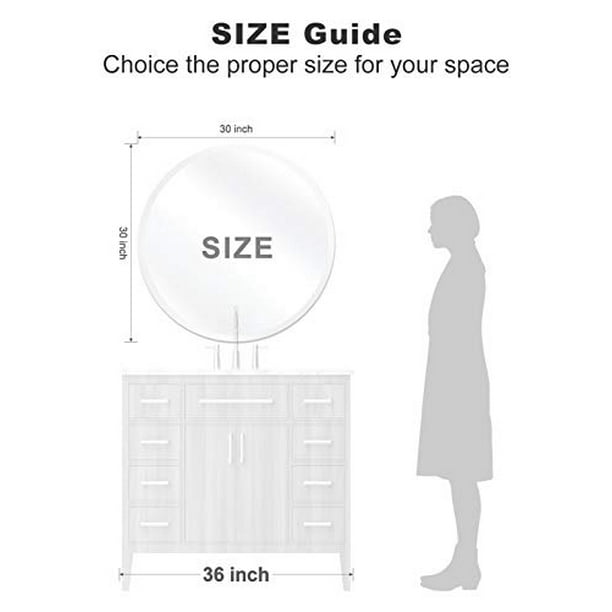 Ushower 30 Inch Frameless Round Wall Mirror Large Decor Circle For Bathroom Vanity Bedroom 1 Beveled Edge Modern Style Com Ushower 30 Inch Frameless Round Wall, What Size Circle Mirror For 30 Inch Vanity