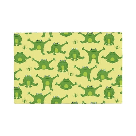 

Table Placemats Set of 4 - Funny Frogs 12x18 In Faux Linen Double Heat Resistant Place Mats Cloth Indoor/Outdoor Placemats Washable Table Mats for Dining Kitchen Party