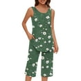 thumbnail image 3 of QATAINLAV Pajamas Sets for Women Soft Sleeveless Pjs Tank Top and Capri Pants 2 Piece Outfits Solid Loungewear Set with Pocket Green XL, 3 of 8