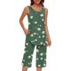 thumbnail image 1 of Conjunto de Ropa de Estar de Mujer Cuello Redondo Impresión Blusa sin Mangas Pantalones Cortos, Pantalones de Cintura Elástica para las Mujeres, 1 of 7