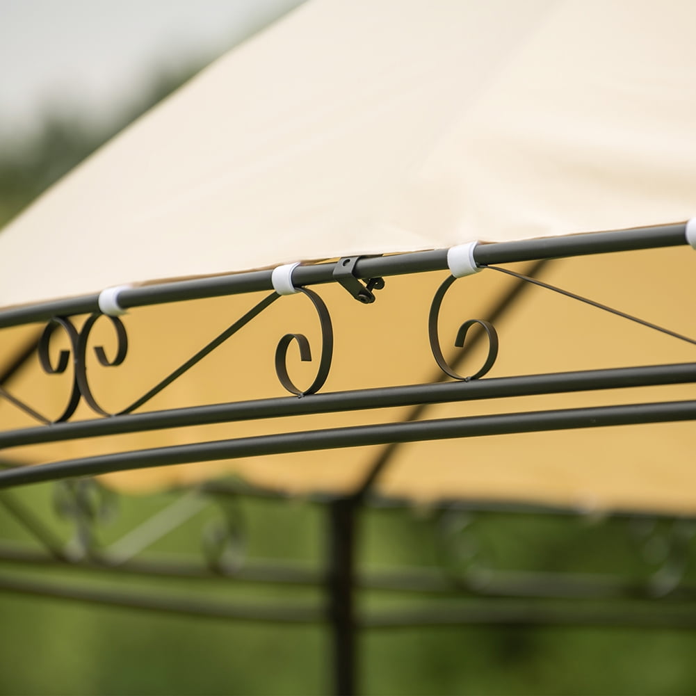 Lowestbest Outdoor Canopy, Round Soft Roof Pavilion with Detachable Curtains, Khaki Lowestbest Outdoor Canopy, Round Soft Roof Pavilion with Detachable Curtains, Khaki