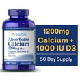 thumbnail image 2 of (2 pack) Puritan's Pride Absorbable Calcium + Vitamin D Softgels, 1200mg 1000 IU, 100 Ct, 2 of 11