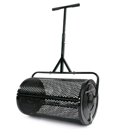 Compost Spreader 30 Inch Peat Moss Spreader with Installation Support Accessories, Metal Mesh Roller Lawn Spreader for Top Soil, Manure, Mulch, Top Dressing - Garden spreaders for lawns