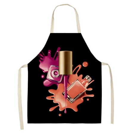 

Kitchen nail lipstick 55*68cm cotton linen bib household cleaning women s home cooking outing delantal Delantal antiincrustante