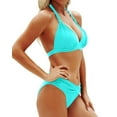 thumbnail image 4 of ZAHNGWQ Women Two Piece Bathing Suits Push Up Bikini Set Halter Swimsuit Vintage Swimwear Aqua, 4 of 7