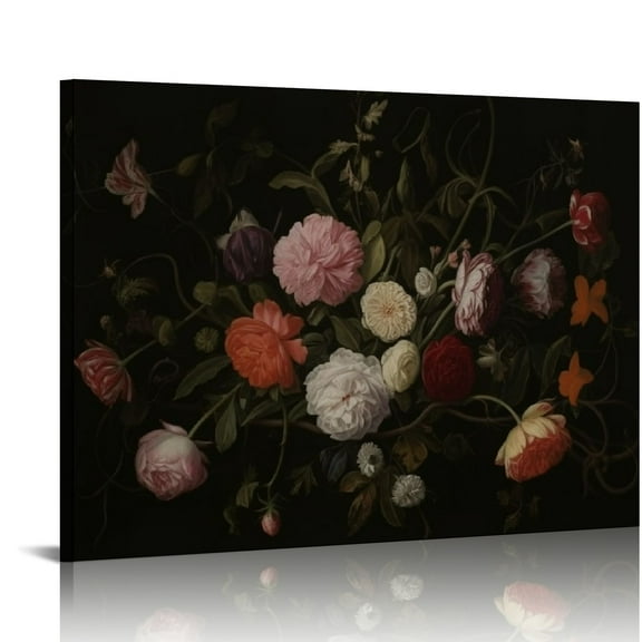 ARISTURING Canvas Wall Art Prints Dark Academia Moody floral print art, Botanical Wall Art, Vintage flower painting, Dark Cottagecore, Dark Flowers, printableLiving Room Modern Art Decoration