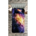 thumbnail image 3 of Ambesonne Galaxy Quilted Bedspread Set 2 Pcs, Alluring Nebula Stars, Twin Size, Black Purple and Yellow, 3 of 3