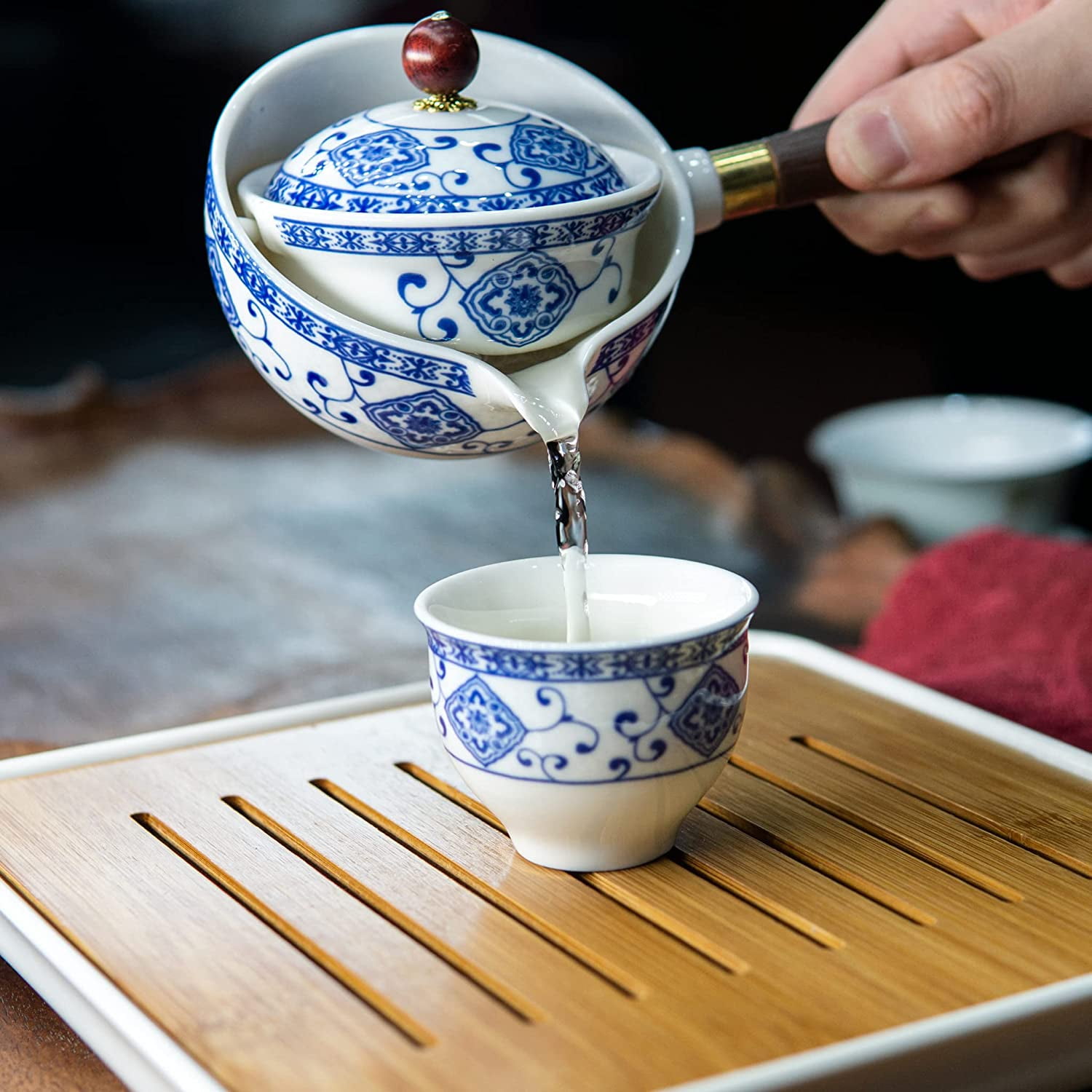 Japanese Mini Tea Set for Tea Tasting, Uncle Iroh Chinese Kungfu Tea Set,  Porcelain Tea Set, Portable Travel Teapot with 4 Teacups & Eco-friendly