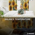 thumbnail image 3 of Fsddascl Summer Sunflower Blackout Curtains for Bedroom/Living Room, Thermal Insulated Kitchen Curtains, Yellow Vertical Striped Leaves Grommet Darkening Window Treatment Drapes 52"x63"x2, 3 of 6