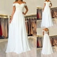 thumbnail image 2 of Fesfesfes Women Dress Casual Off Shoulder One Shoulder White Lace Evening Party Dress, 2 of 9