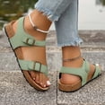 thumbnail image 4 of Flip Flops for Women Buckle Strap Cork Footbed Flat Sandals Comfortable Arch Support Summer Beach Shoes Green Size 9.5, 4 of 8