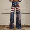 thumbnail image 2 of QIJUNTUO Women's Independence Day Wide Leg Palazzo Pants With Elastic Waist & Patriotic Print Summer Casual Lounge Wear, 2 of 4