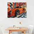 thumbnail image 2 of Orinice Sports Car Racing Fine Art Aesthetic Poster Print Wall Painting for Home Decor Ready to Hang Canvas Living Room Bedroom Office Wall Art 20x16in, 2 of 6
