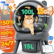 Famistar Automatic Cat Litter Box Self Cleaning, 100+15L Large Size Litter Box, 2.4G WiFi APP Control, Odor Removal, Safety Protection with Litter Mat & Liner
