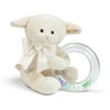 Bearington Baby Lamby Plush Stuffed Animal Cream Lamb Shaker Toy Ring Rattle, 5.5"