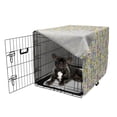 thumbnail image 5 of Floral Dog Crate Cover, Surreal Funny Flowers and Leaves Swirls Spirals Streaks, Easy to Use Pet Kennel Cover Small Dogs Puppies Kittens, 7 Sizes, Pale Lilac Khaki, by Ambesonne, 5 of 6