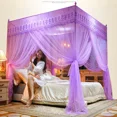 thumbnail image 4 of Palace Style Square Mosquito Net with 3-Doors Solid Color No Bracket Netting Canopy Easy Installation Indoor Mesh Tent XXK, 4 of 10
