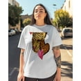 thumbnail image 3 of Women's Graphic T-Shirt White L Women's Tops Leopard Love Leopard Print Crew Neck Short Sleeve Shirts for Women, 3 of 3