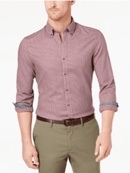 Slim-Fit Checkered Shirt, Chianti 